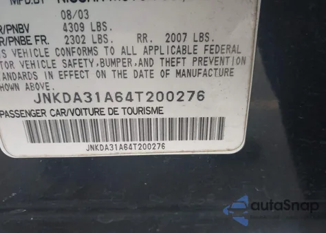 2004 Infiniti I35 Luxury z USA, uszkodzony, nr VIN JNKDA31A64T200276